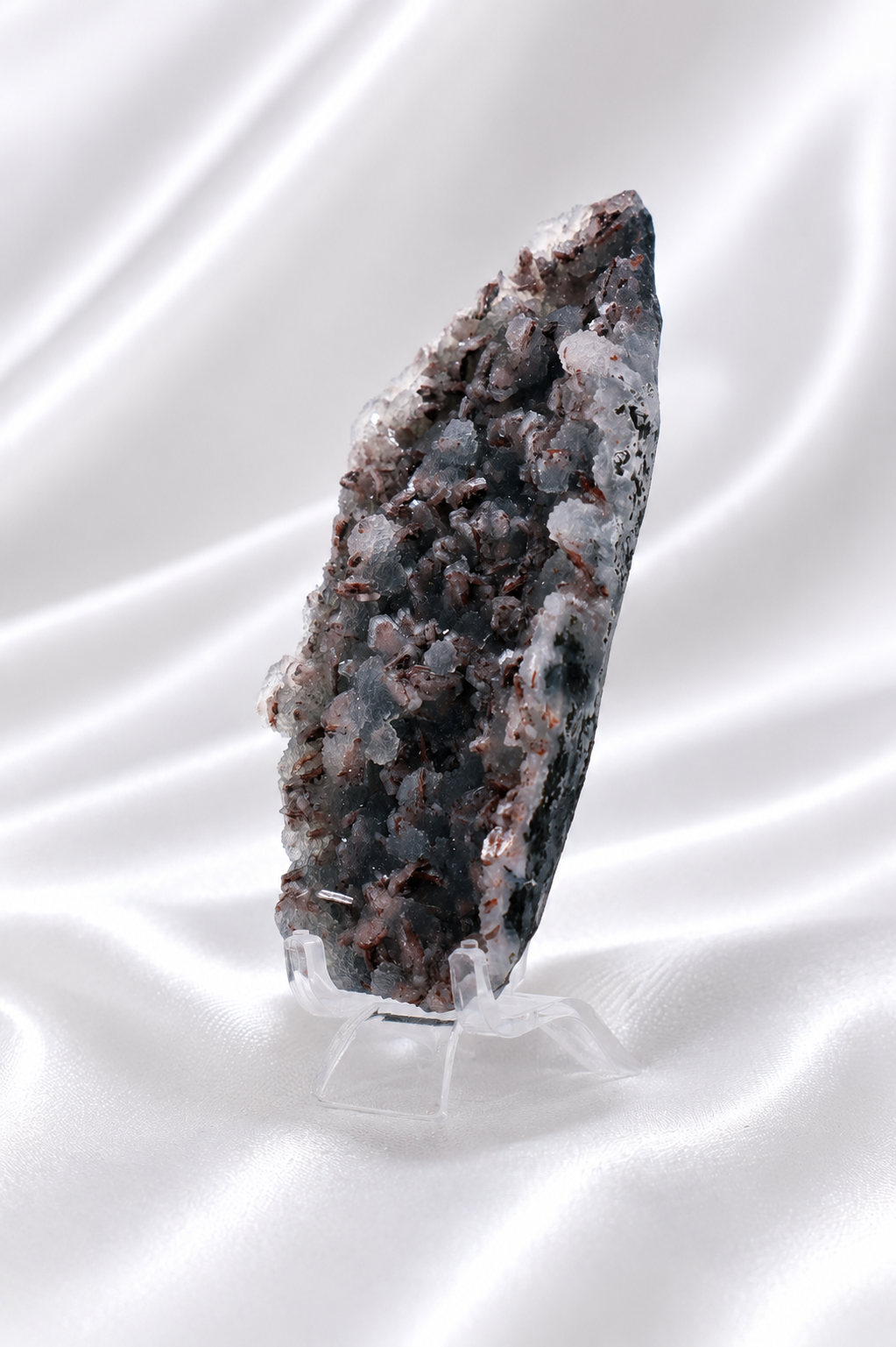 Blue Chalcedony with Stilbite Sugar Druzy Cluster #2