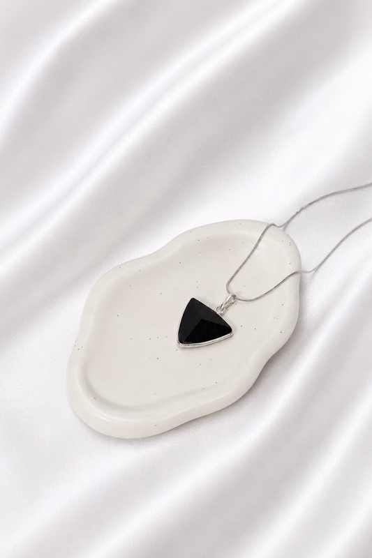 Black Tourmaline Triangle Necklace