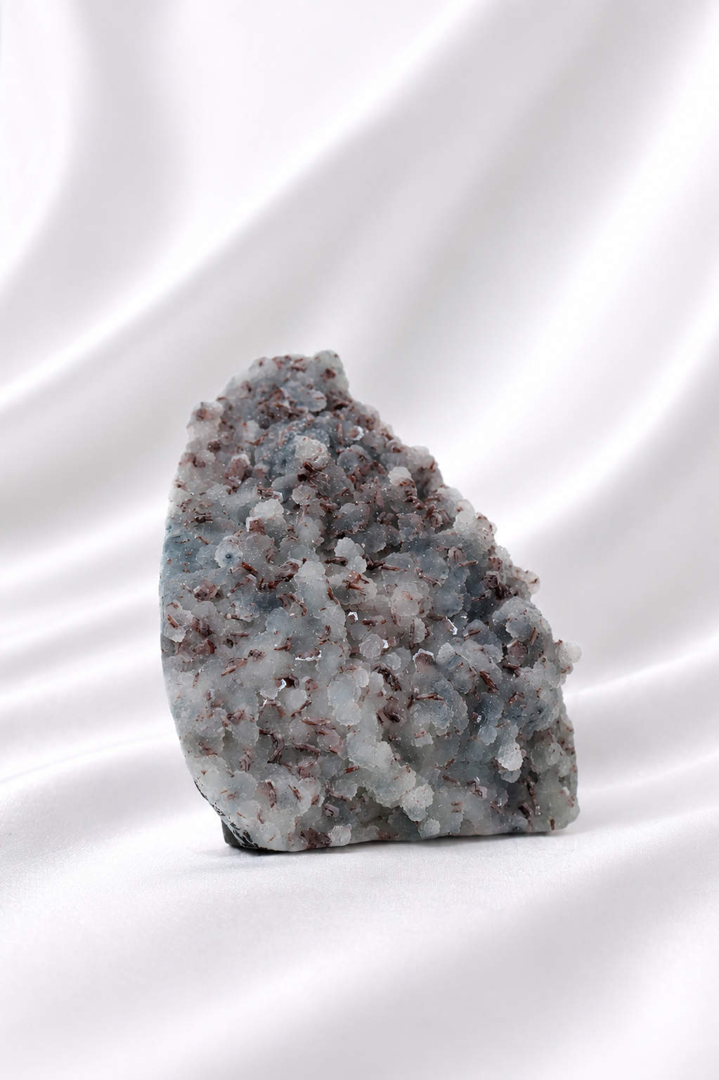 Blue Chalcedony with Stilbite Sugar Druzy Cluster #15