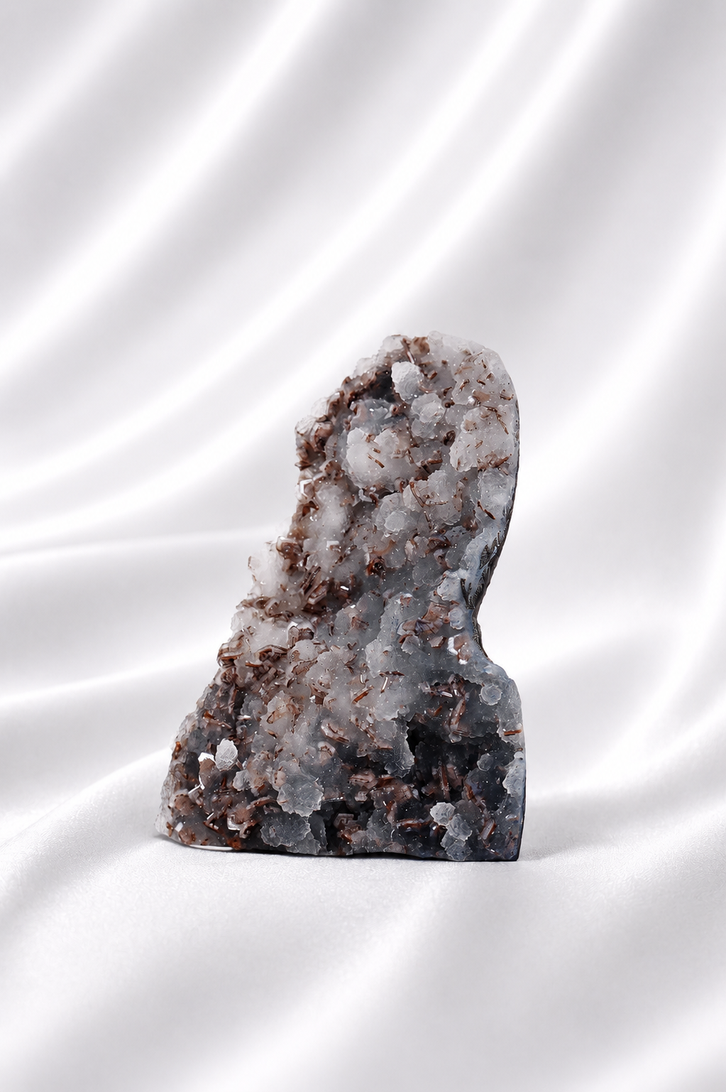 Blue Chalcedony with Stilbite Sugar Druzy Cluster #10