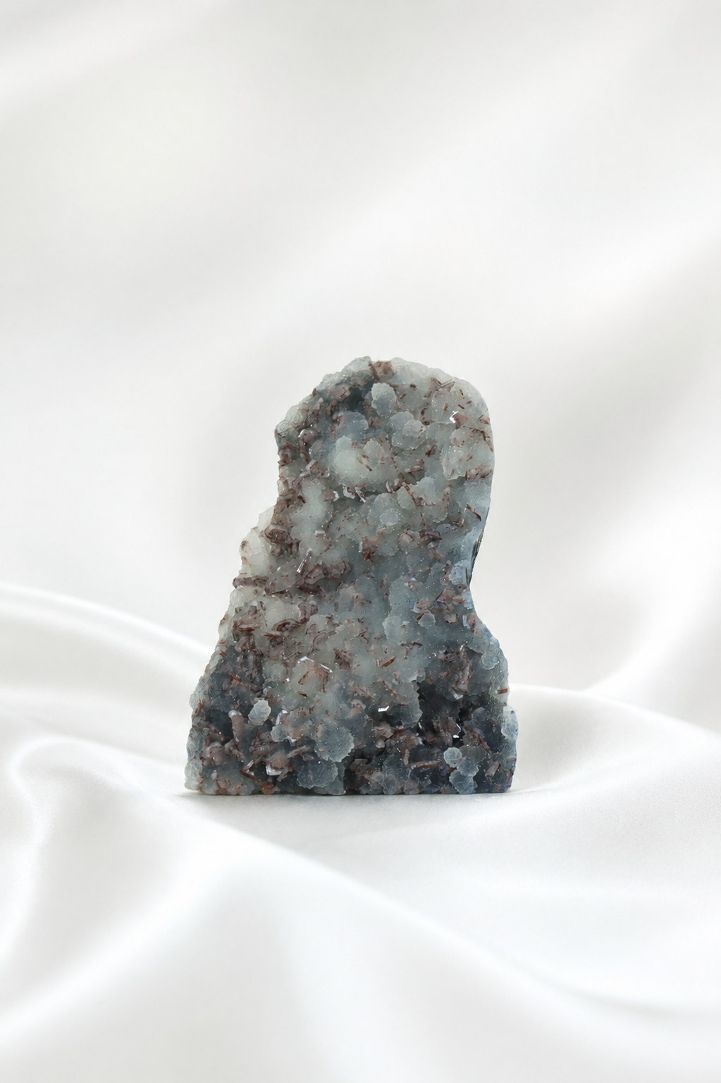 Blue Chalcedony with Stilbite Sugar Druzy Cluster #10