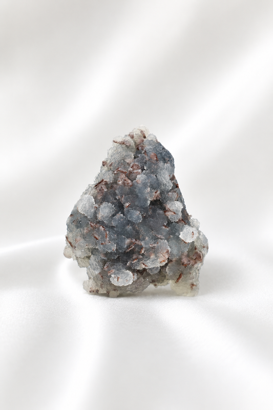 Blue Chalcedony with Stilbite Sugar Druzy Cluster #3