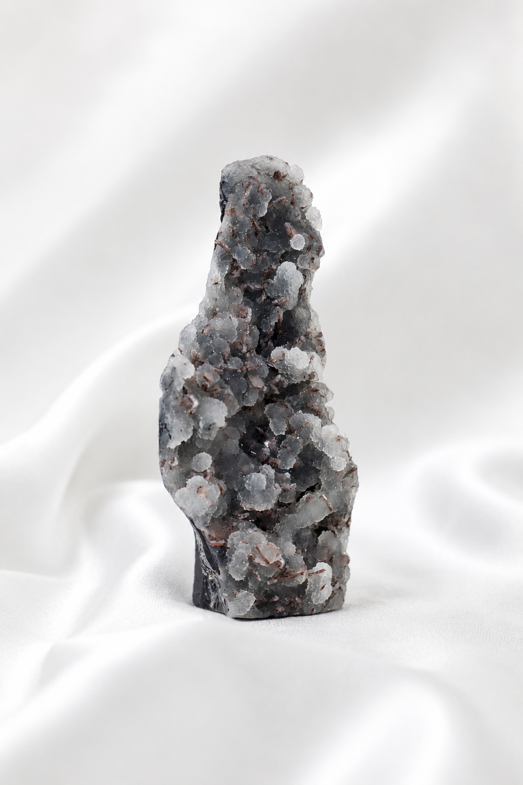 Blue Chalcedony with Stilbite Sugar Druzy Cluster #8