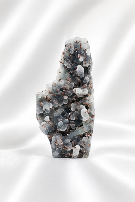 Blue Chalcedony with Stilbite Sugar Druzy Cluster #8