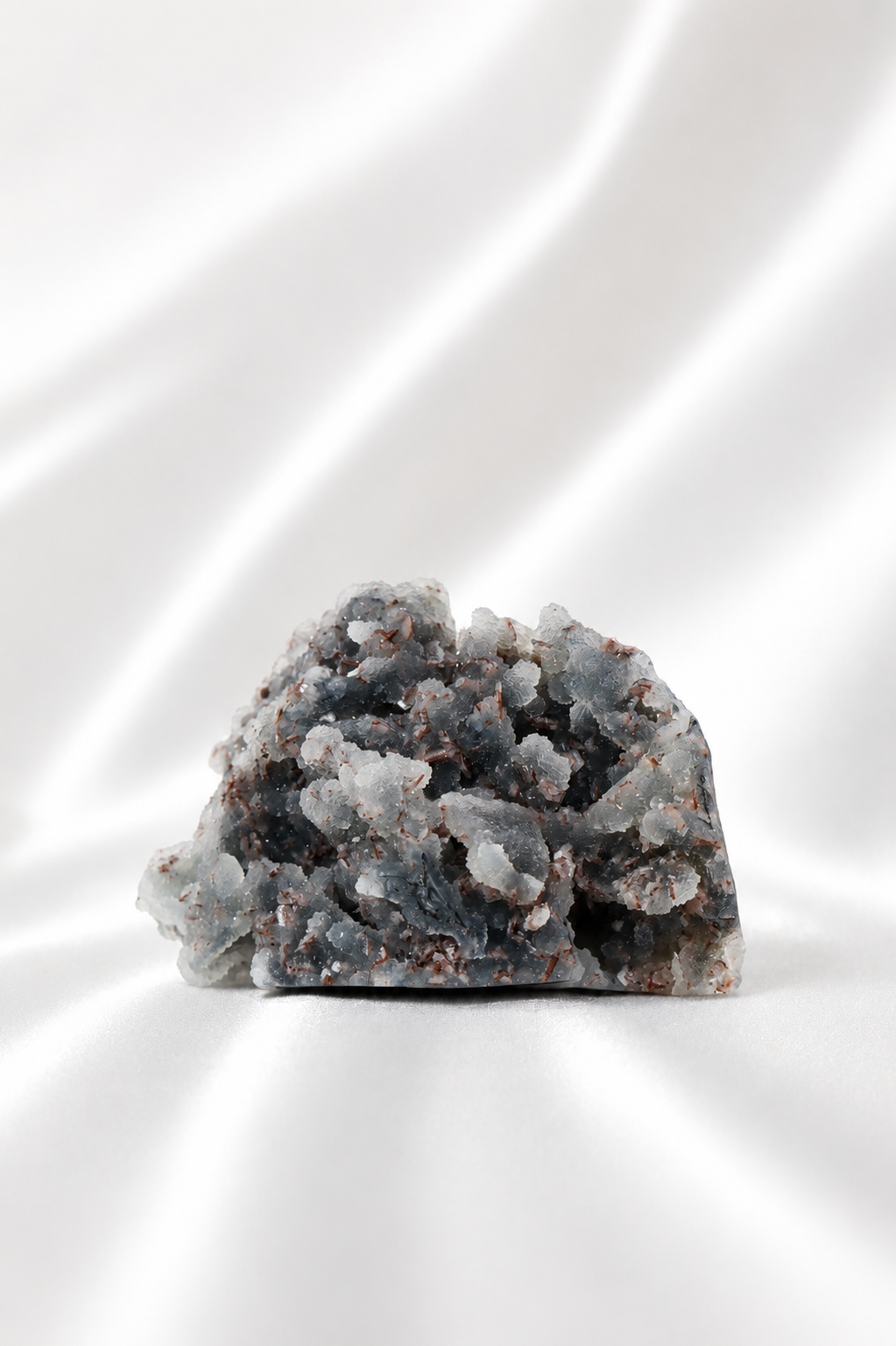 Blue Chalcedony with Stilbite Sugar Druzy Cluster #13