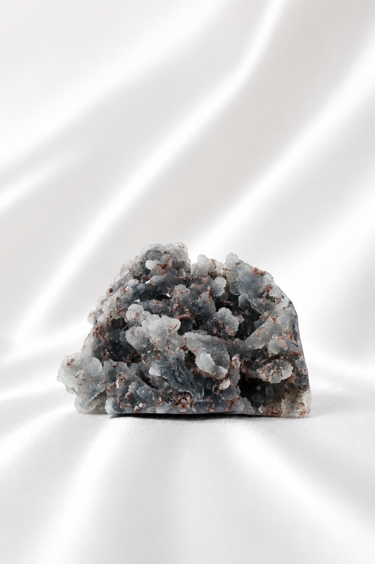 Blue Chalcedony with Stilbite Sugar Druzy Cluster #13