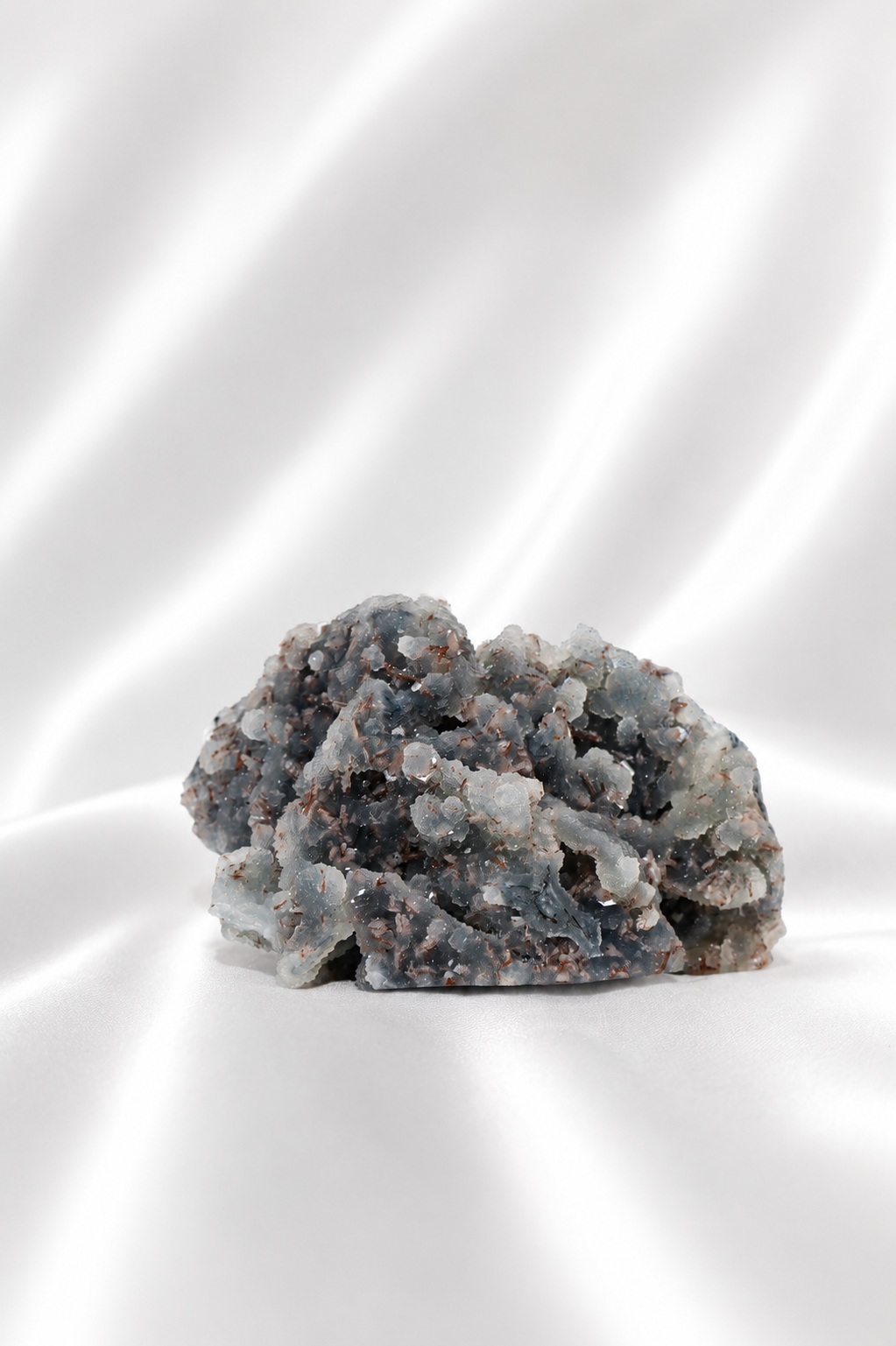 Blue Chalcedony with Stilbite Sugar Druzy Cluster #13