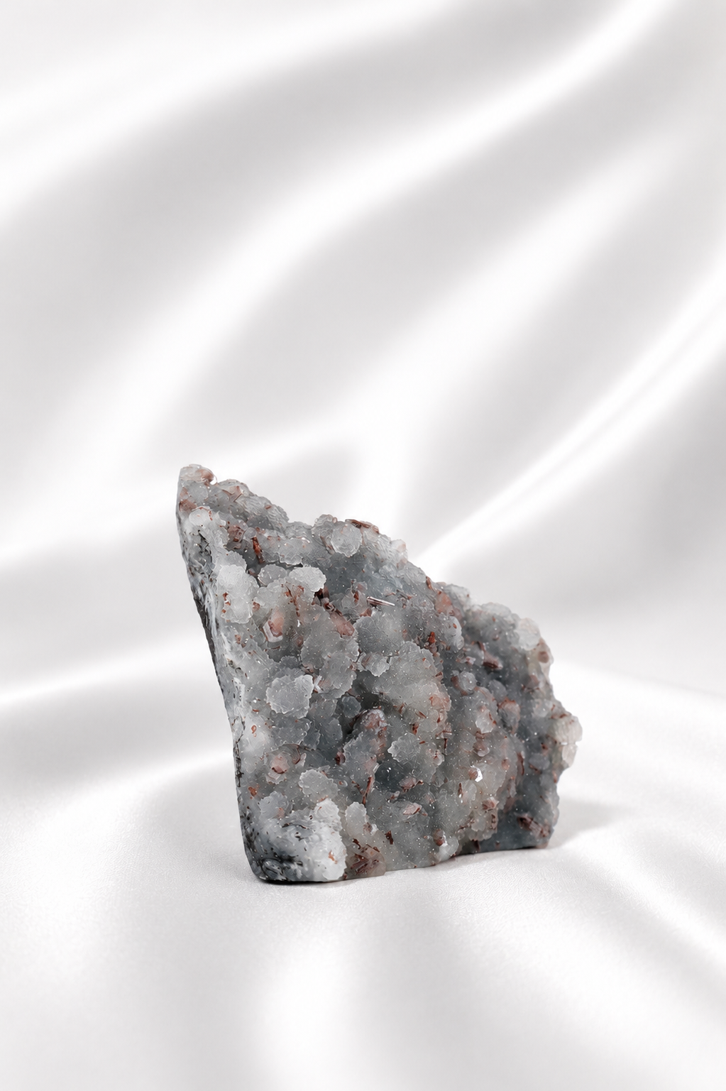 Blue Chalcedony with Stilbite Sugar Druzy Cluster #6