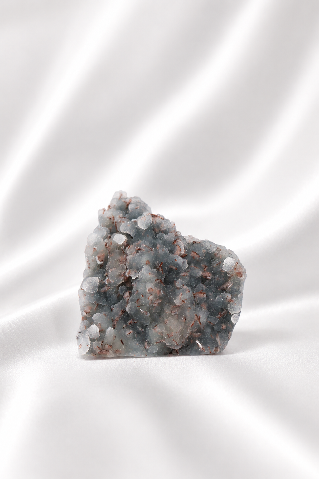 Blue Chalcedony with Stilbite Sugar Druzy Cluster #6