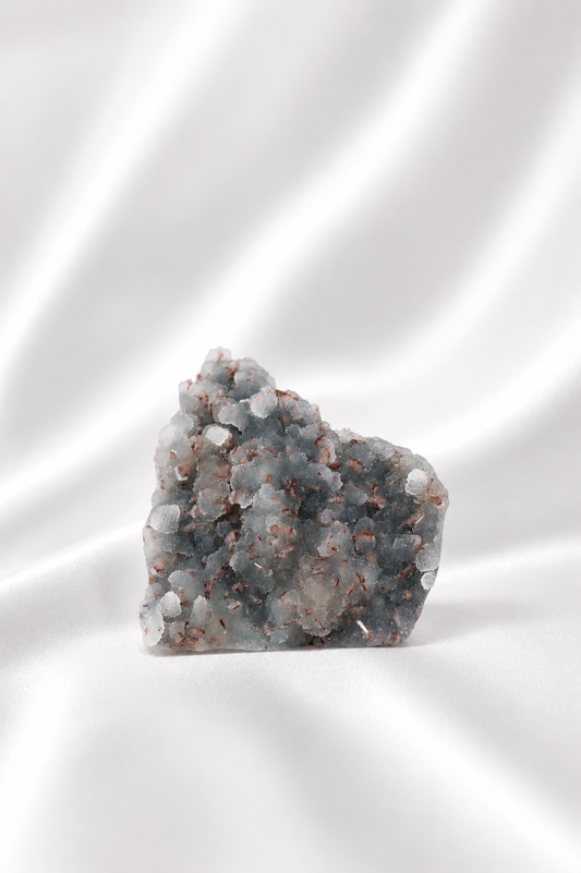 Blue Chalcedony with Stilbite Sugar Druzy Cluster #6