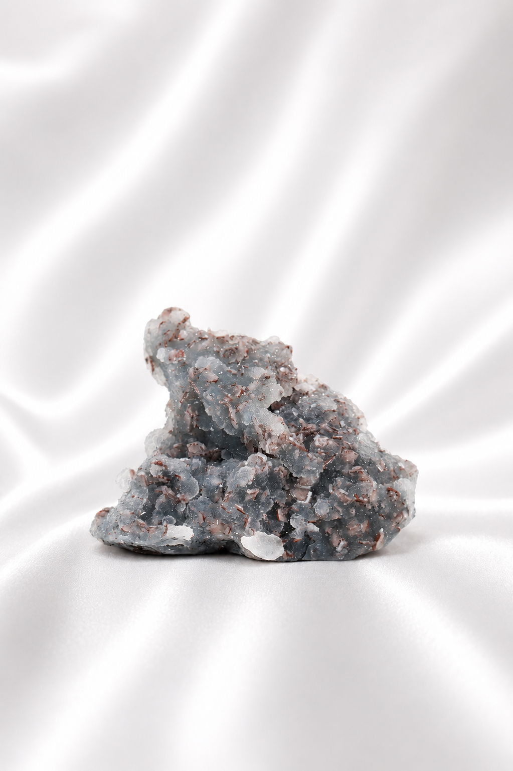 Blue Chalcedony with Stilbite Sugar Druzy Cluster #12