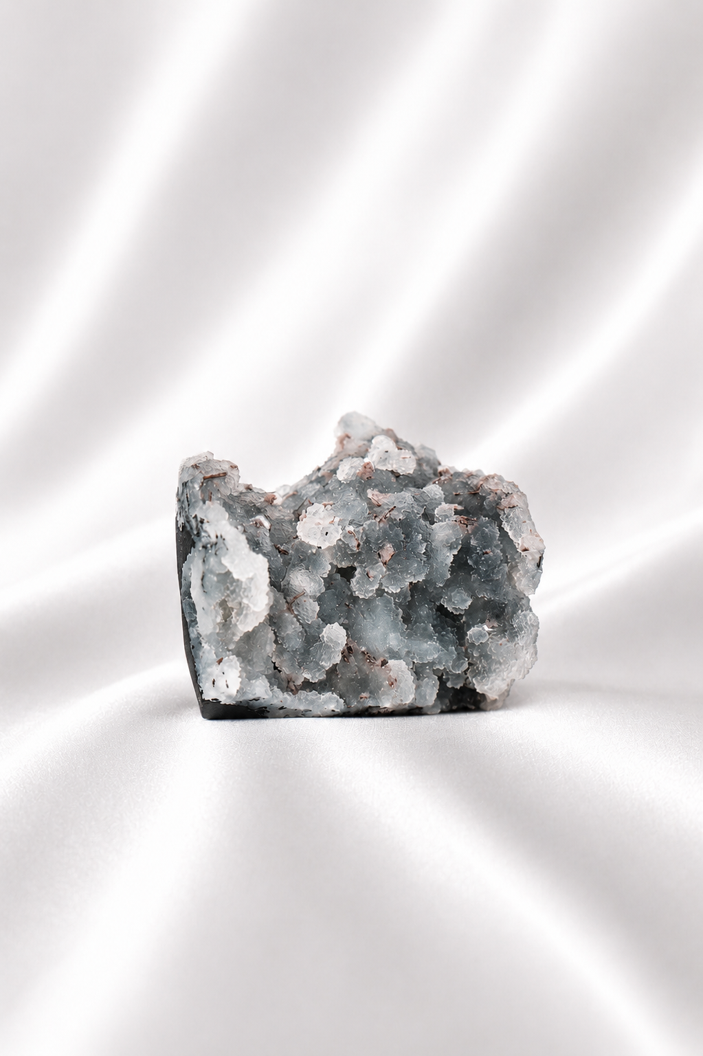 Blue Chalcedony with Stilbite Sugar Druzy Cluster #9