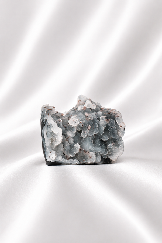 Blue Chalcedony with Stilbite Sugar Druzy Cluster #9