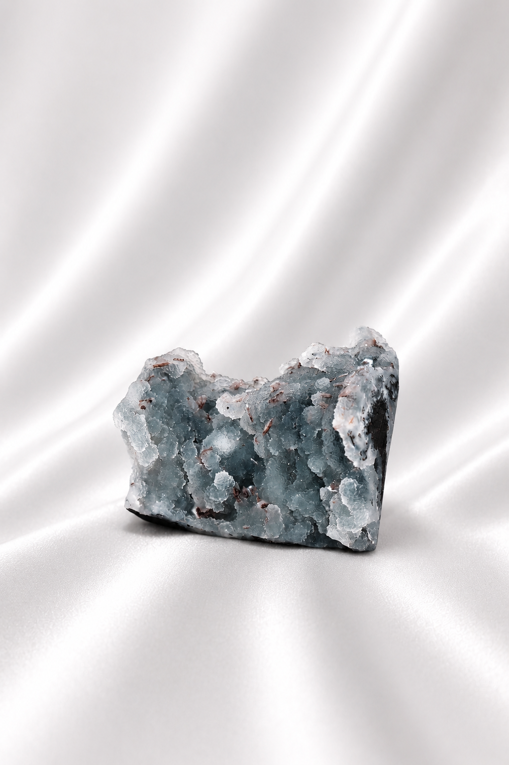 Blue Chalcedony with Stilbite Sugar Druzy Cluster #9