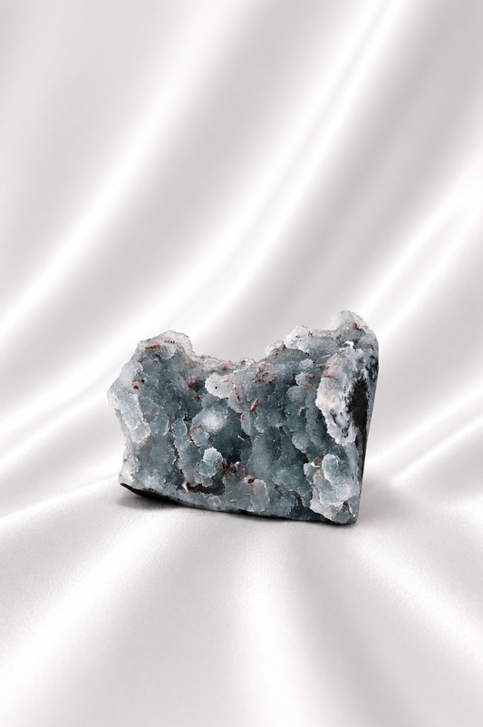 Blue Chalcedony with Stilbite Sugar Druzy Cluster #9