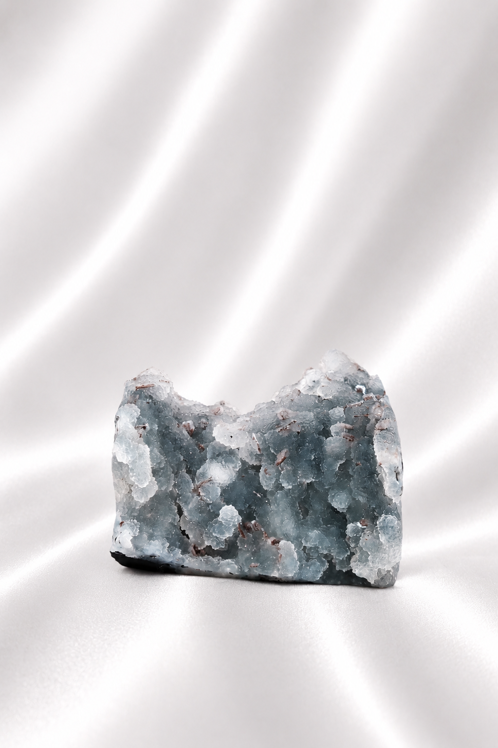 Blue Chalcedony with Stilbite Sugar Druzy Cluster #9