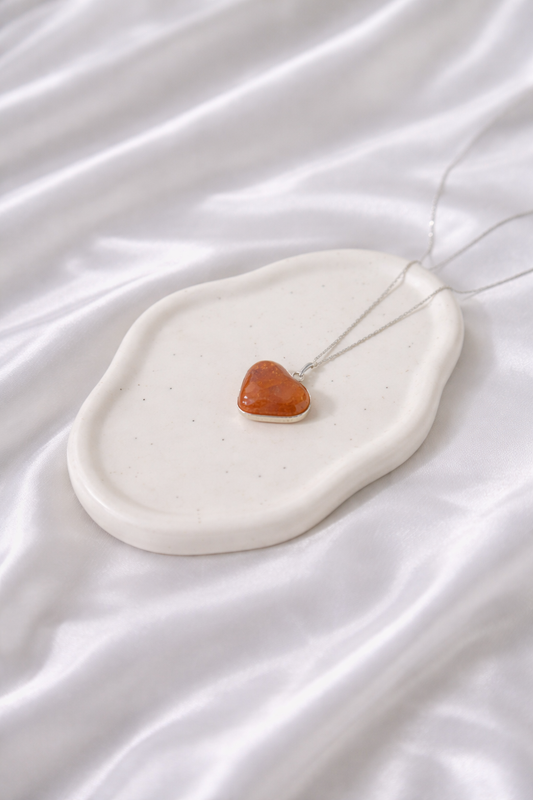 Orange Aventurine Heart Necklace