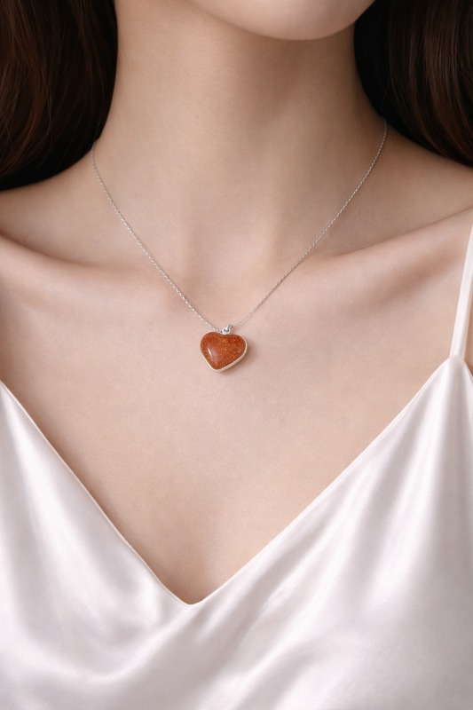 Orange Aventurine Heart Necklace