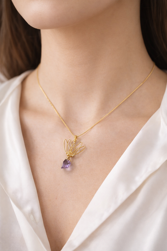 Amethyst Lotus Necklace