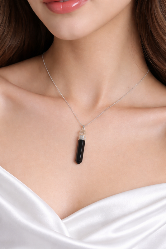 Black Tourmaline Pencil Necklace