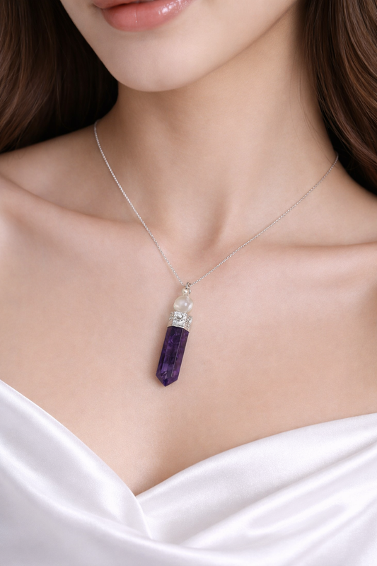 Amethyst Pencil Necklace