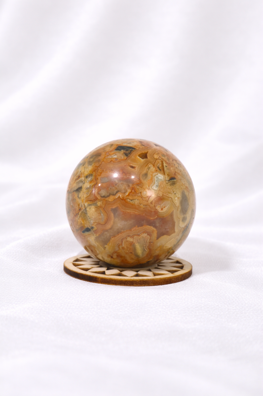Yellow Mexican Crazy Lace Agate Sphere #3