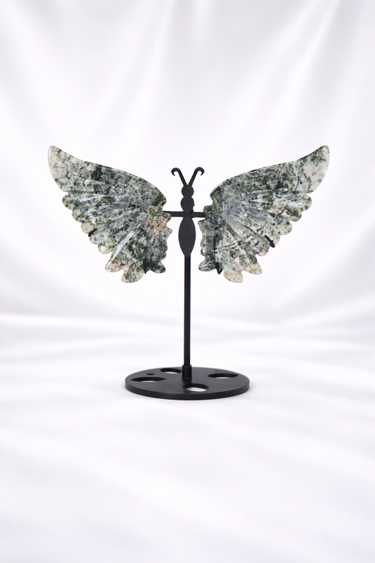 Moss Agate Butterfly Wings #21 - Large