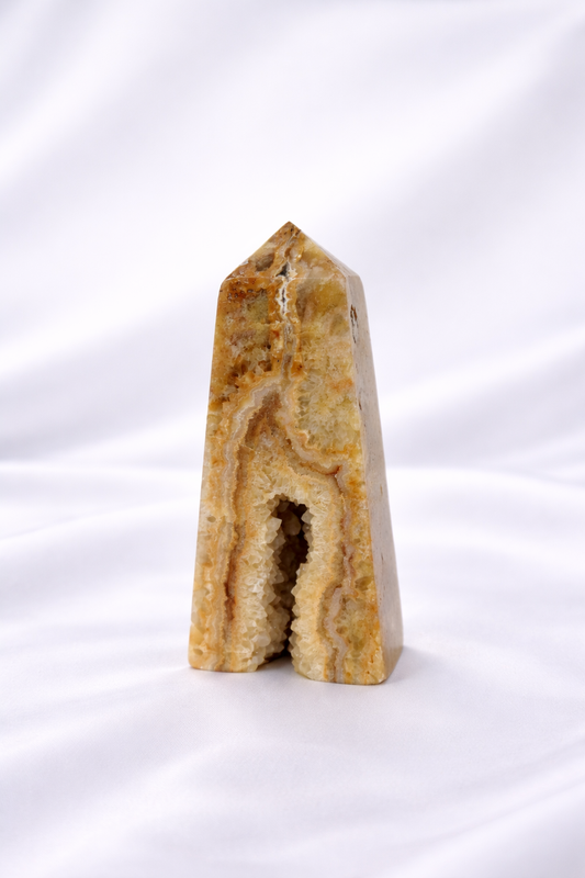 Yellow Crazy Lace Agate Tower #11
