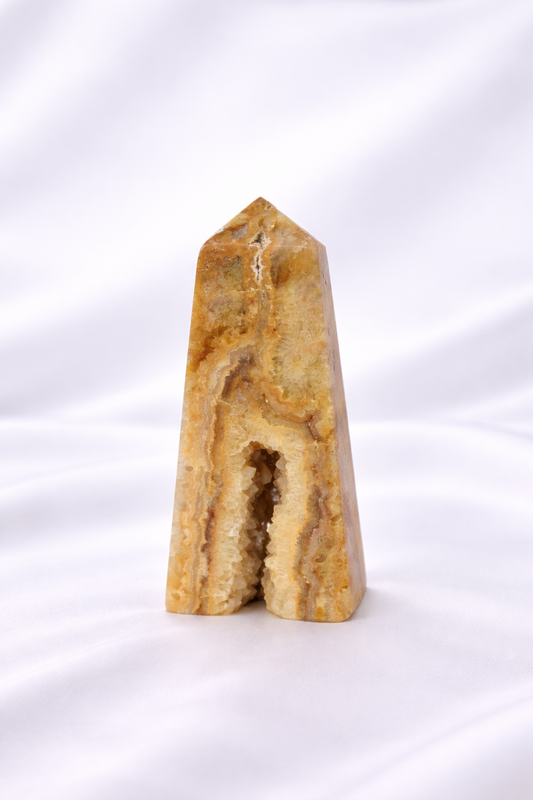 Yellow Crazy Lace Agate Tower #11