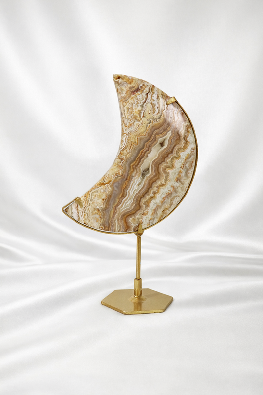 Yellow Crazy Lace Agate Moon #1