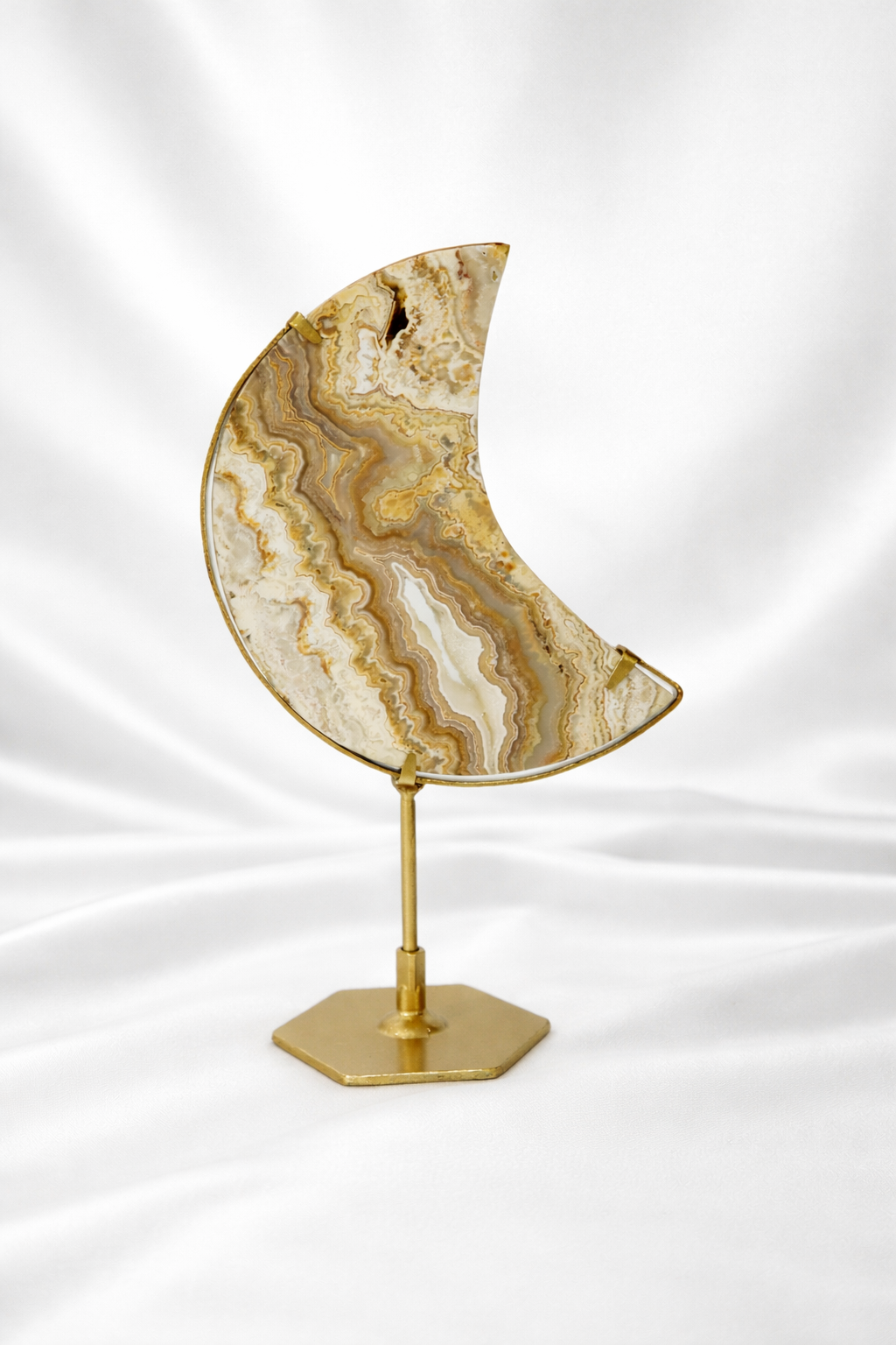 Yellow Crazy Lace Agate Moon #1