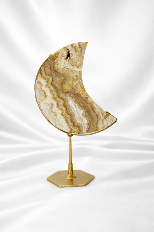 Yellow Crazy Lace Agate Moon #1