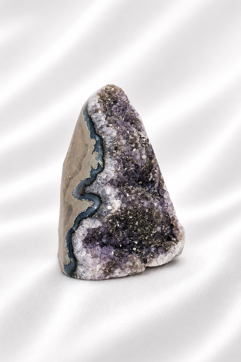 Rare Amethyst Cut Base with Pyrite Inclusions #46 - 430 gm – Raba Crystals