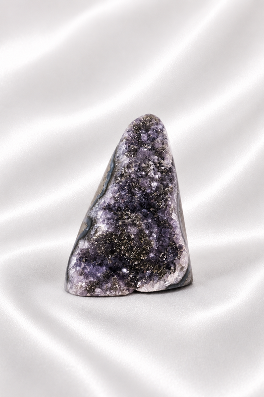 Rare Amethyst Cut Base  with Pyrite Inclusions #46 - 430 gm
