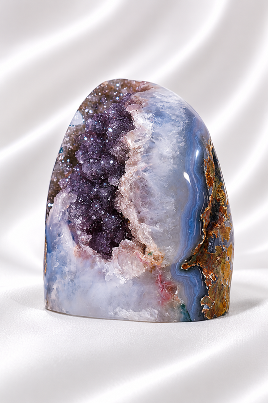 Druzy Agate Amethyst Cut Base #65 - High Quality - 551 gm- RARE