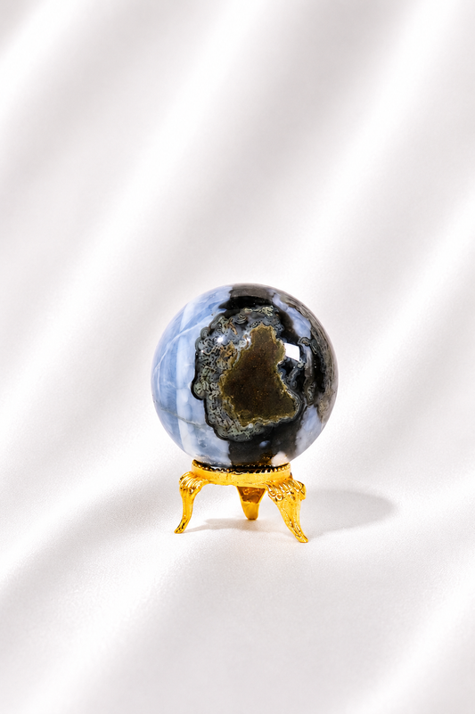 Blue Opal Sphere W/ Moss Agate Inclusions #7- RARE