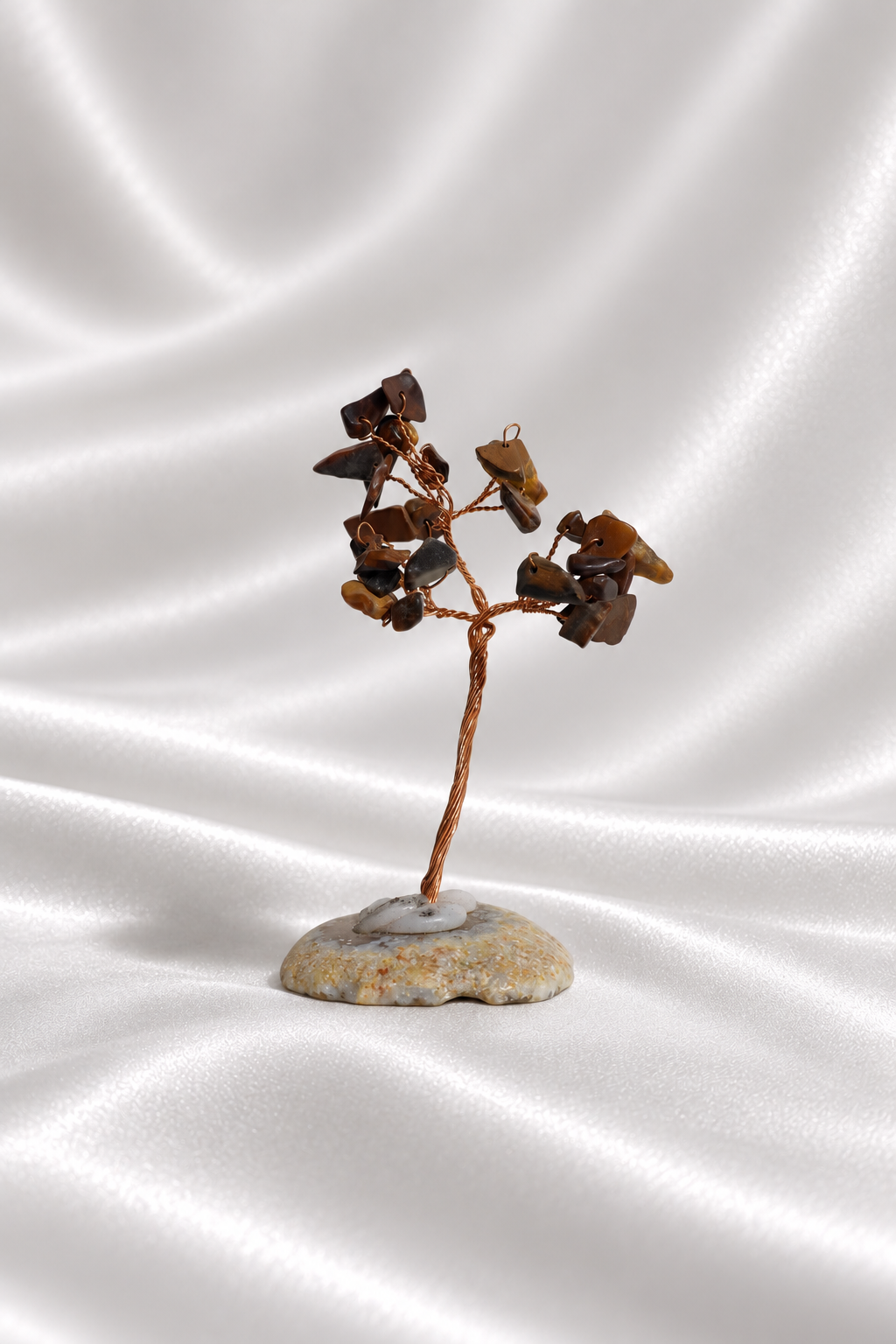 Tiger's Eye Crystal Tree on Agate Slice