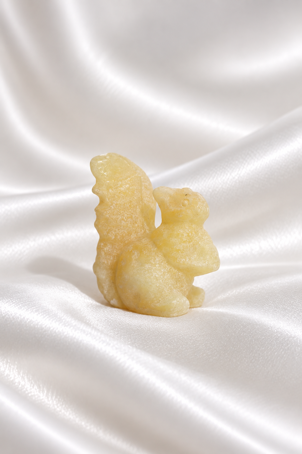 Orange Calcite Squirrel Carving - Little Chipped
