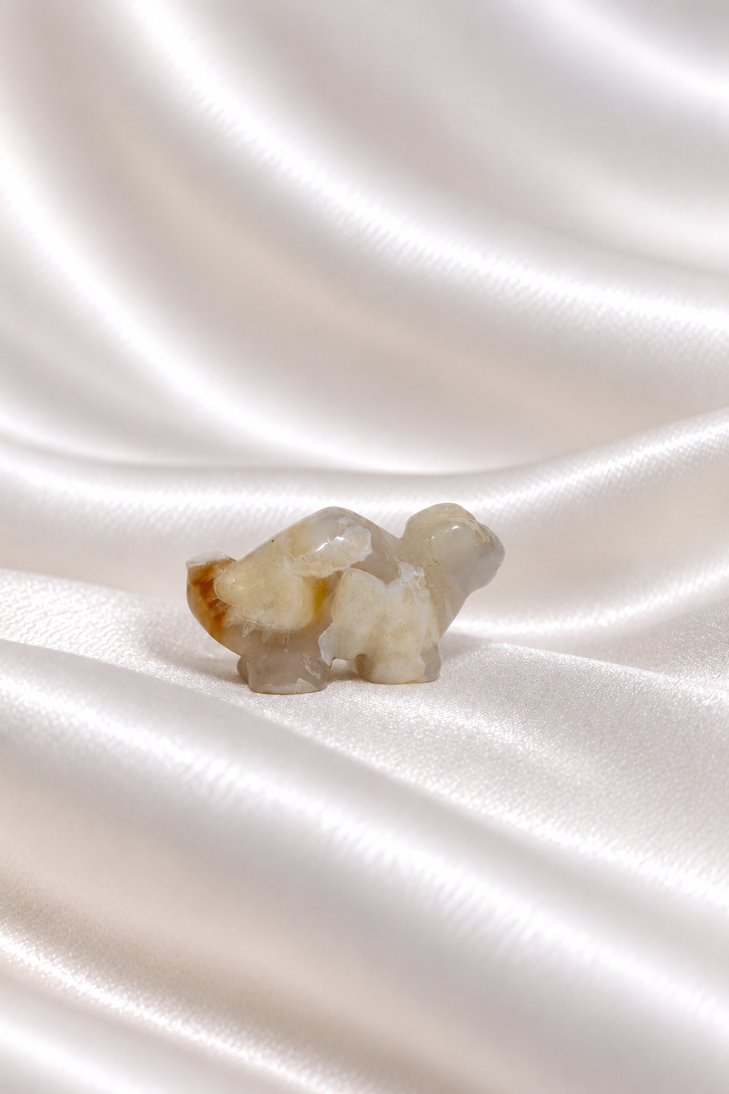 Flower Agate Dinosaur Carving - Little Chipped