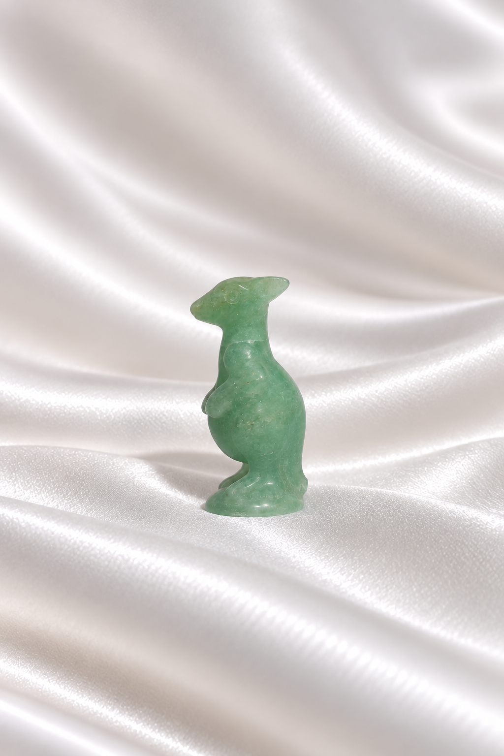 Mini Green Aventurine Kangaroo Carving - Little Chipped