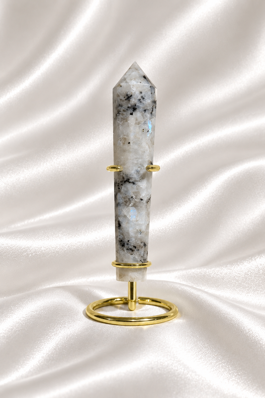 Rainbow Moonstone Wand On Stand #5