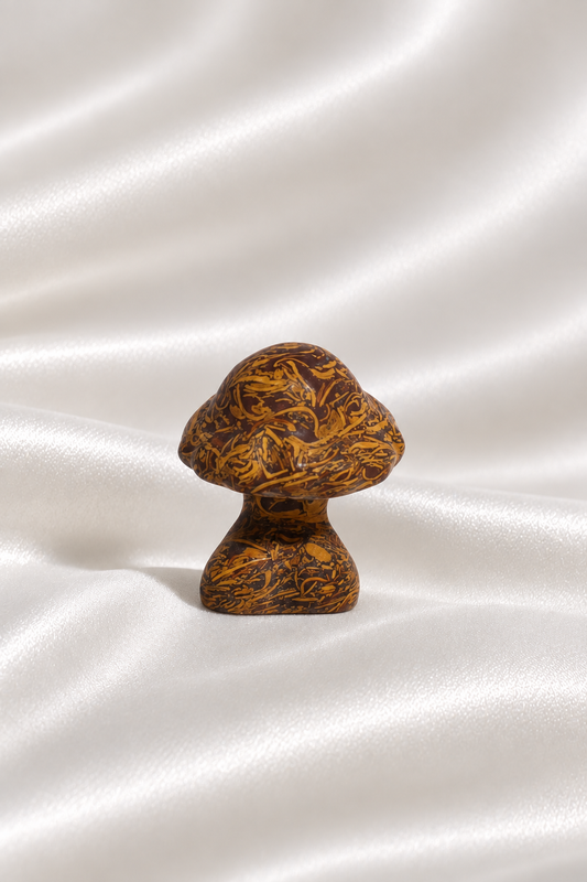Calligraphy Jasper Mushroom Head Ladybody Carving