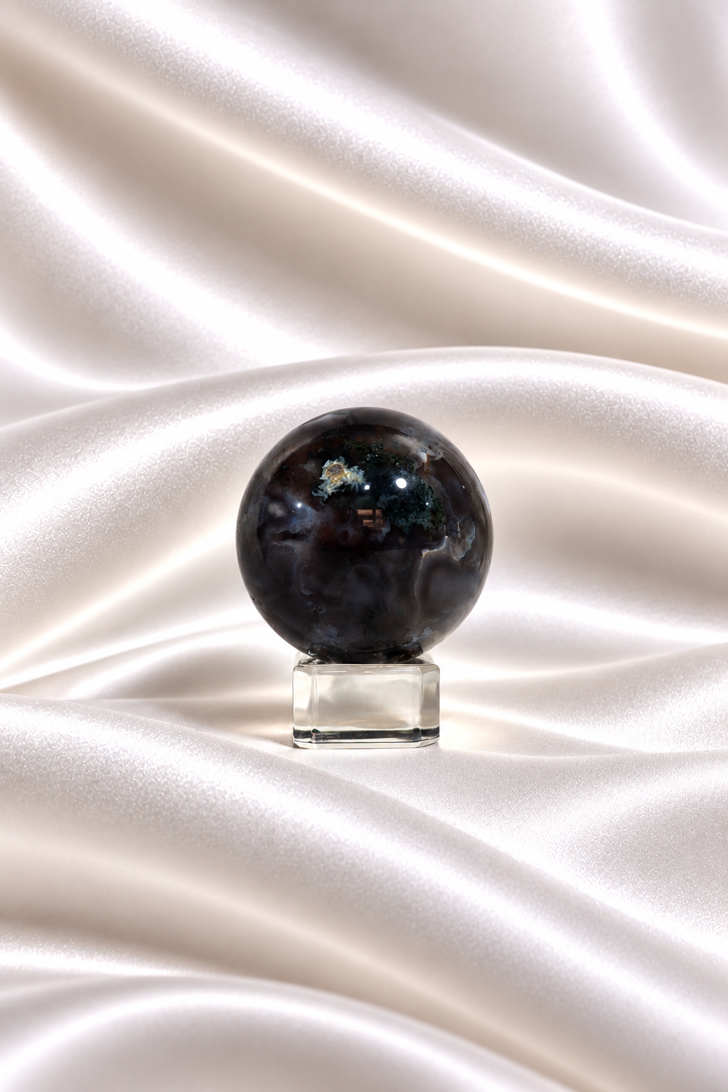 Moss Agate w/ Chalcedony Sphere #6