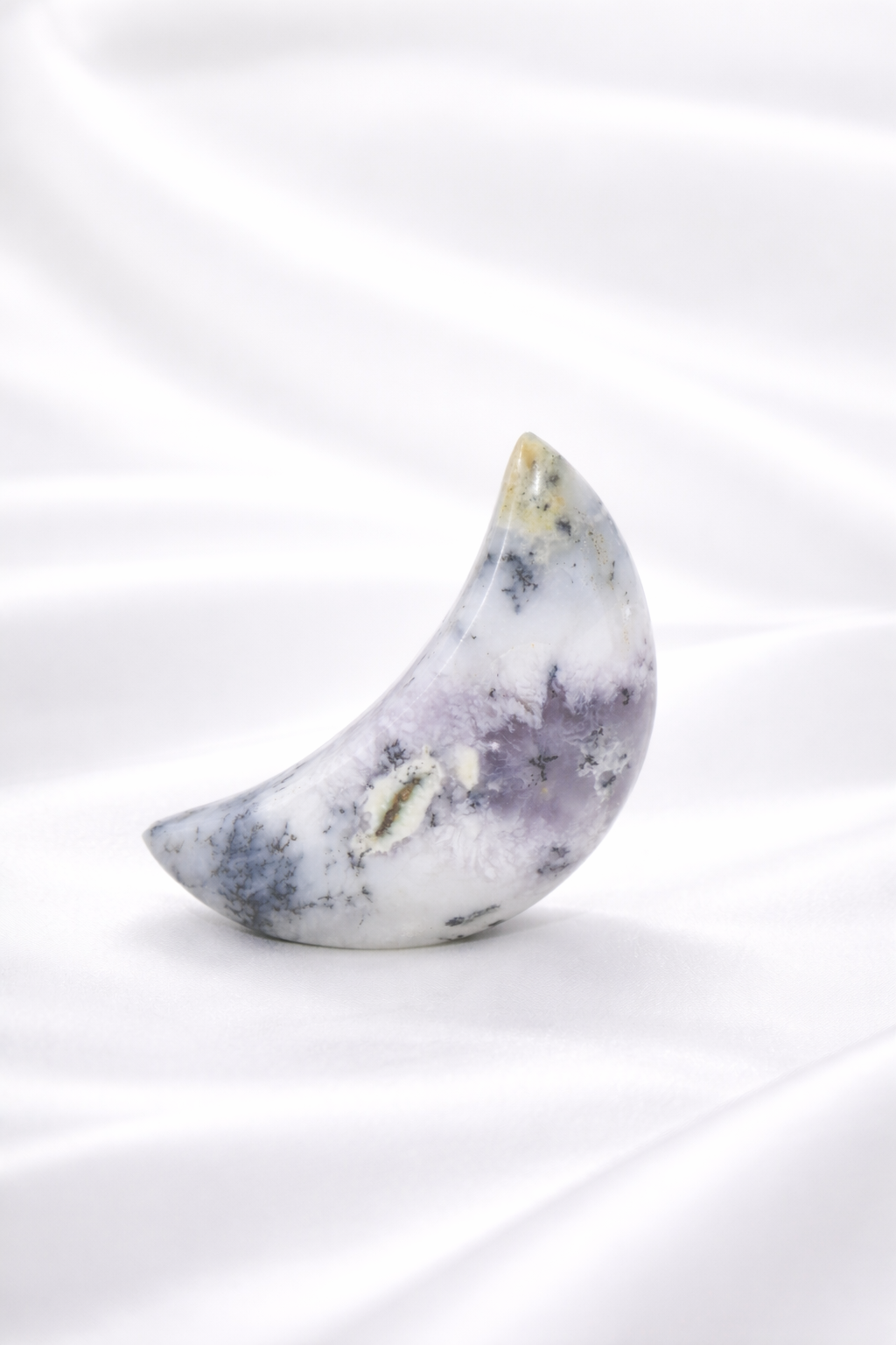 Dendritic Opal Standing Moon #1-Little Chipped from Side