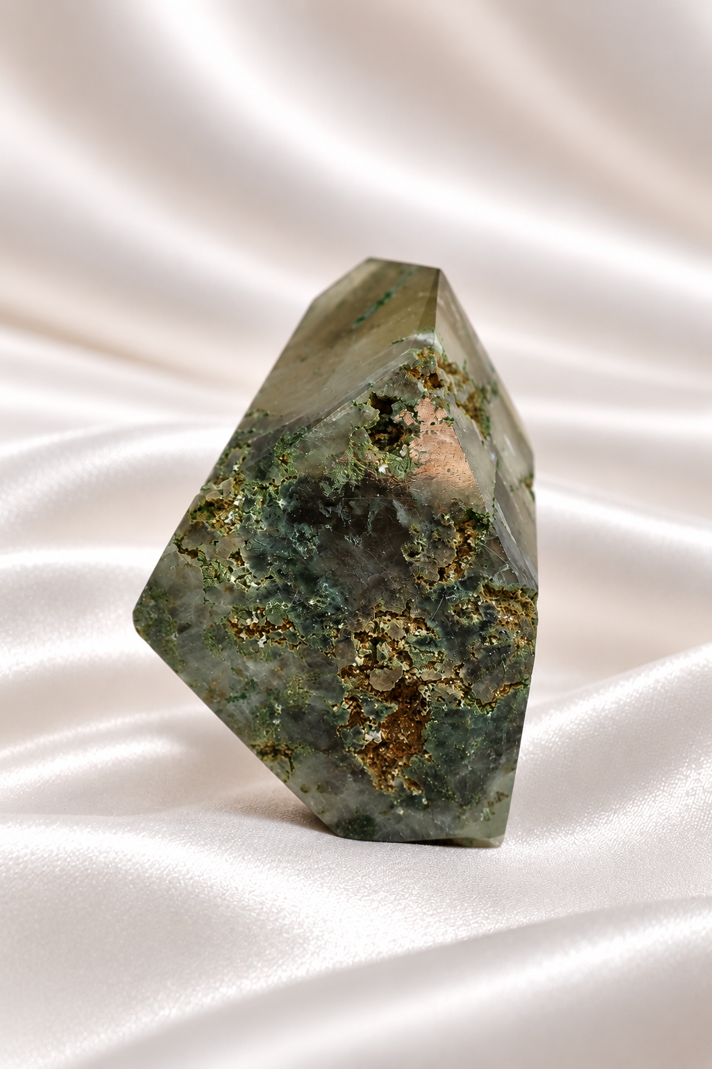 Optical Calcite with Moss Agate inclusions Freeform - RARE #2
