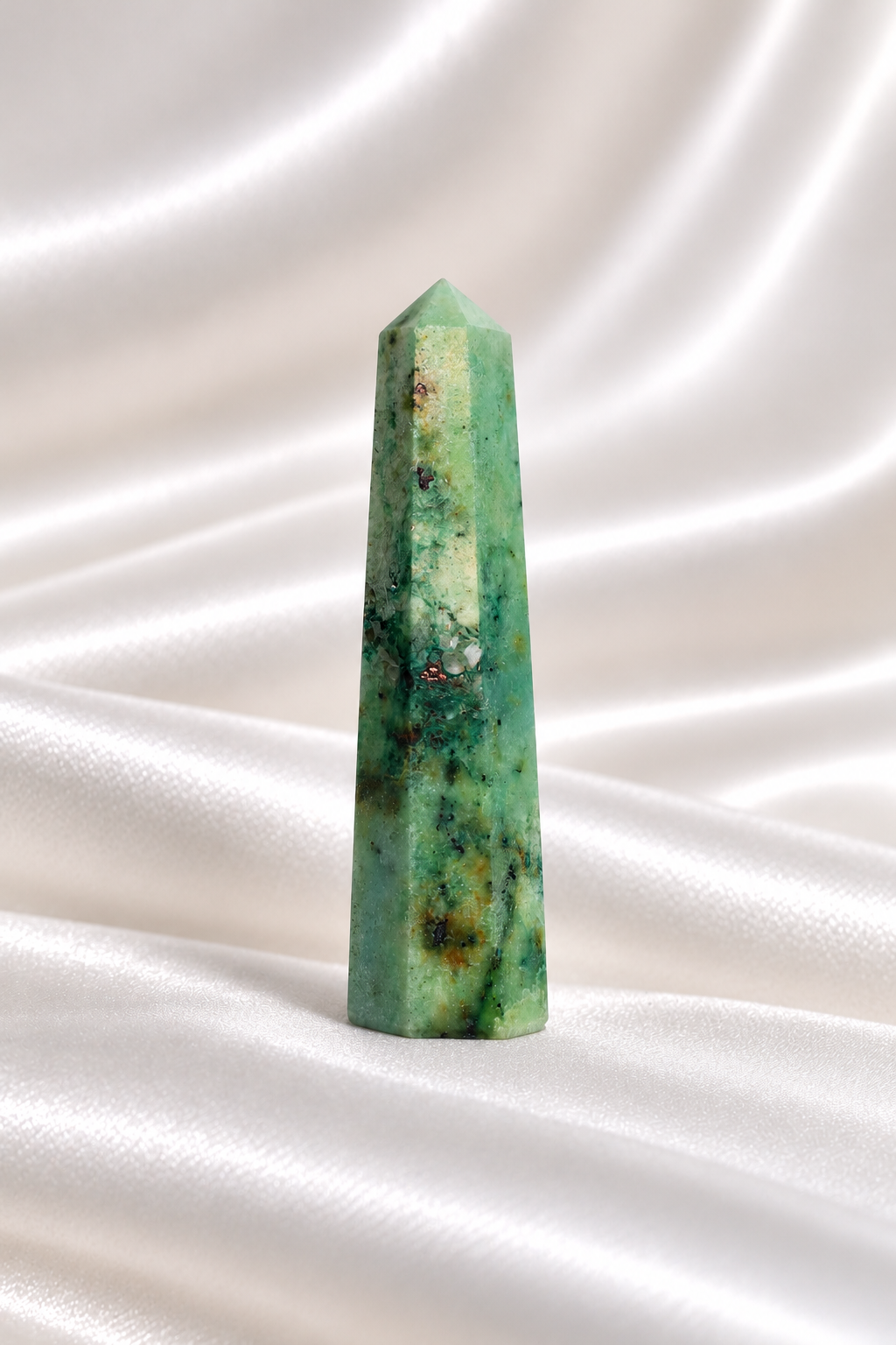 Chrysocolla with Azurite Tower #1- Tip Little Chipped