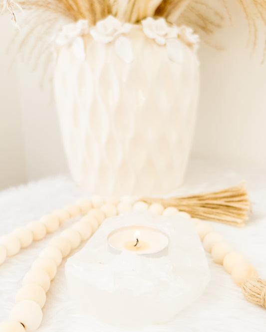 Clear Quartz Candle Holder