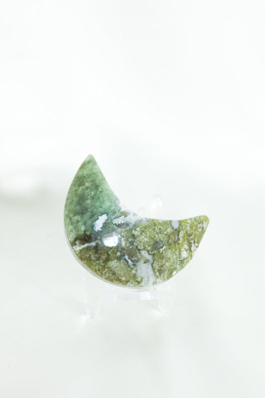 Moss Agate Moon Carving #2