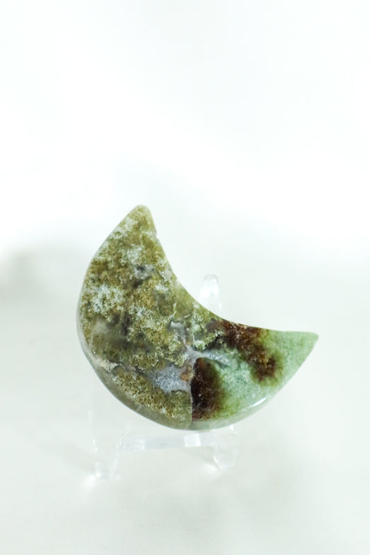 Moss Agate Moon Carving #2