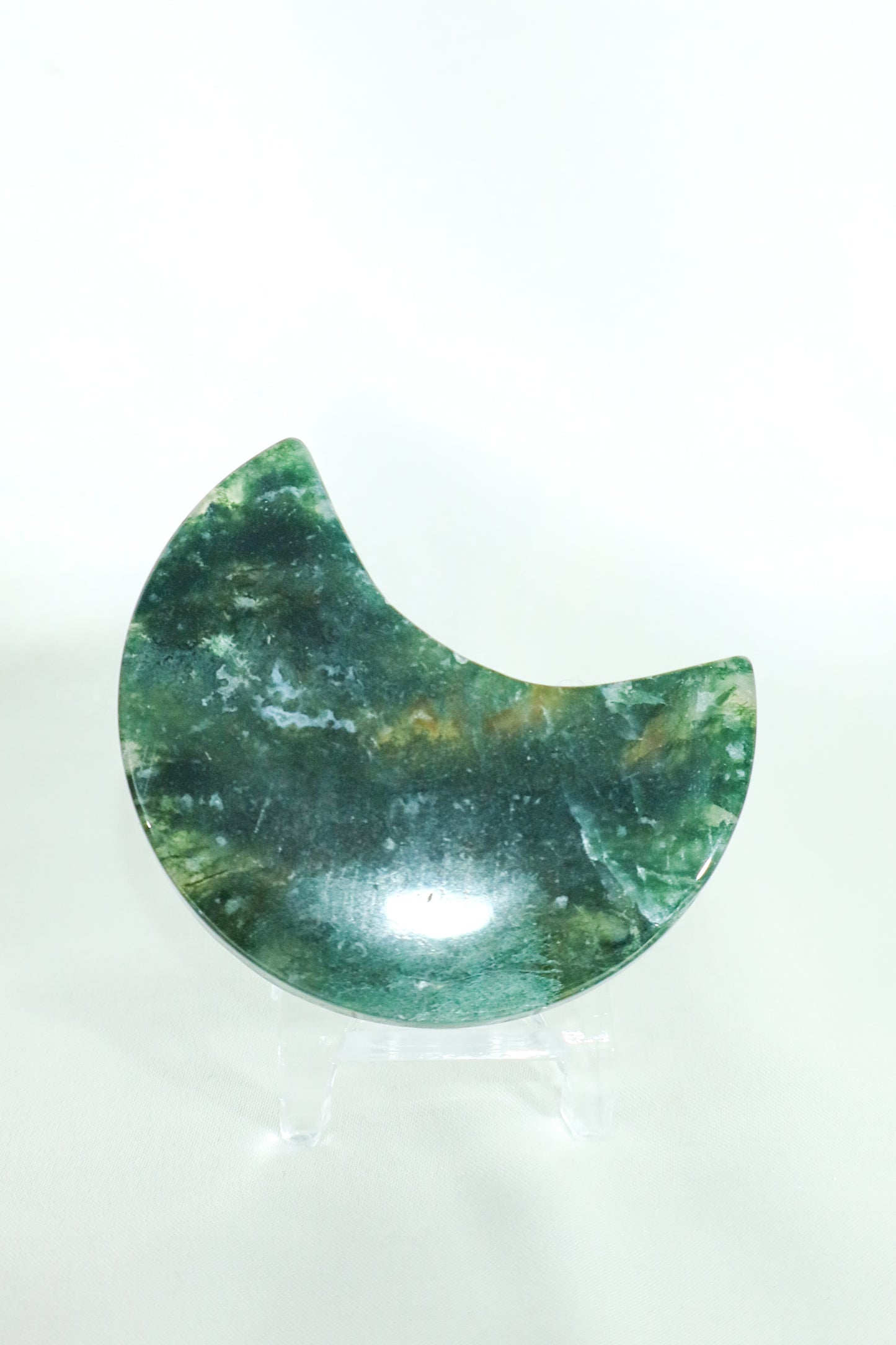 Moss Agate Moon Carving #4
